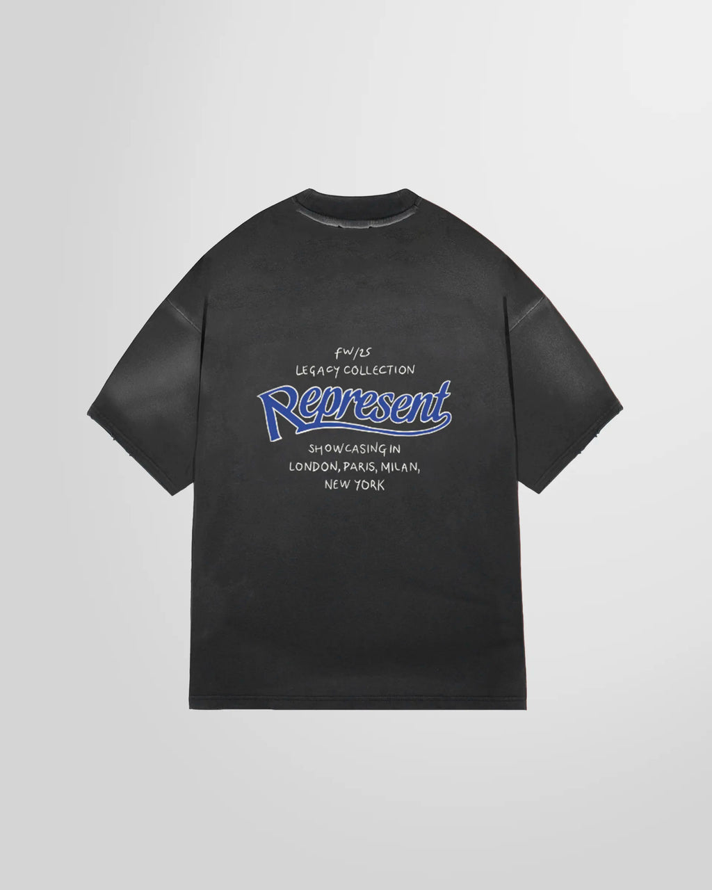 Back view showing the large Legacy Showcasing graphic with cities.