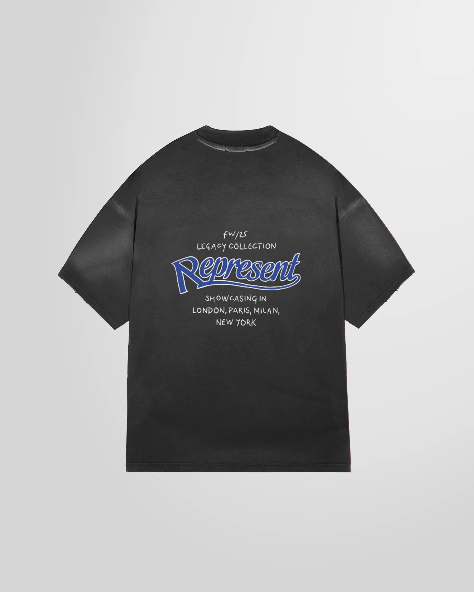 Back view showing the large Legacy Showcasing graphic with cities.