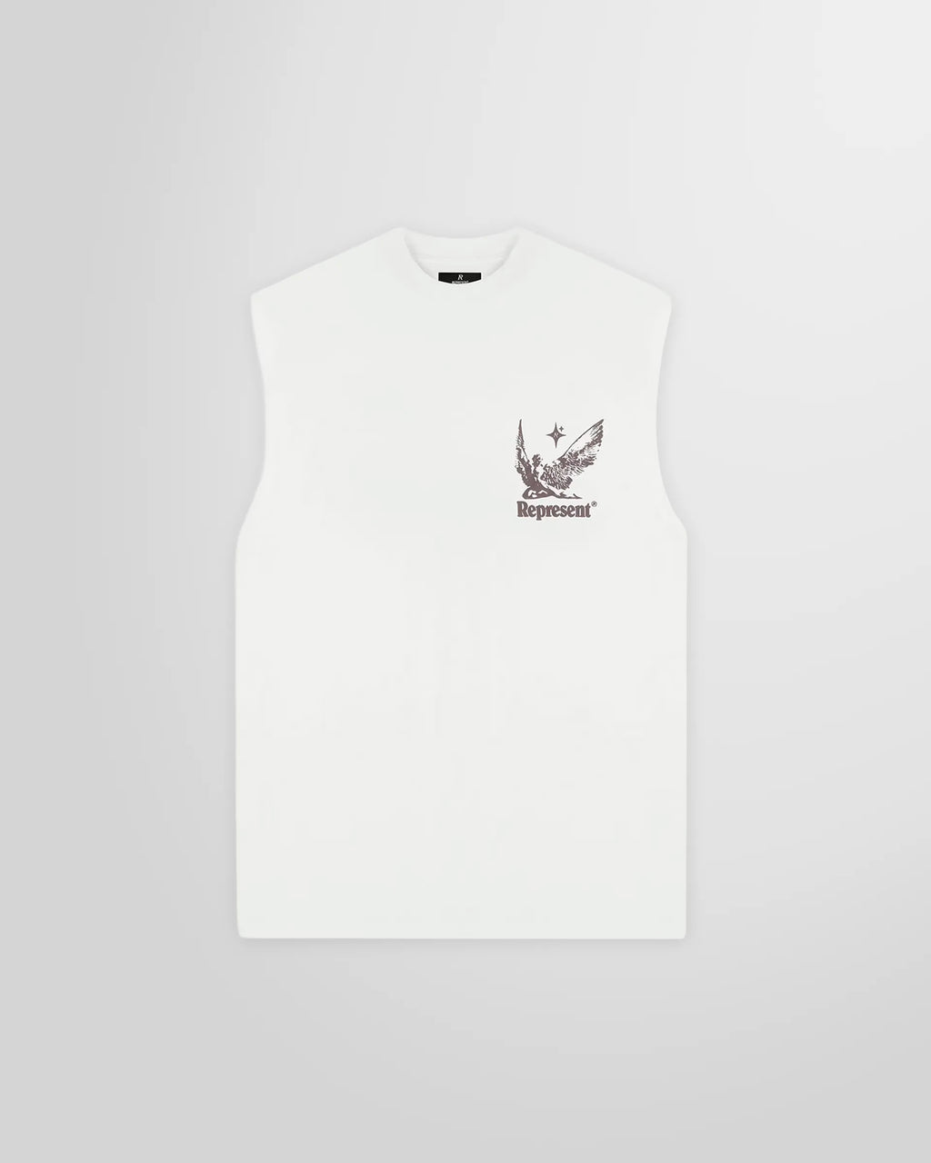 Front view of the white Represent Spirit Of Summer tank top showing the main graphic.