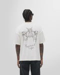 Model wearing the tee, back view highlighting the rear Thoroughbred print.