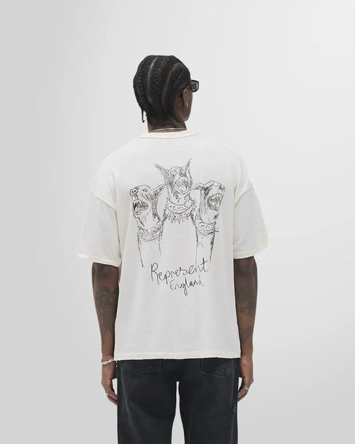 Model wearing the tee, back view highlighting the rear Thoroughbred print.