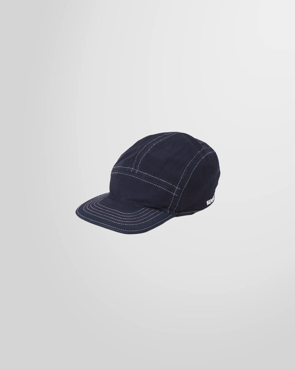 Front view of the Dark Blue 5 Panels Cap by Sunnei.