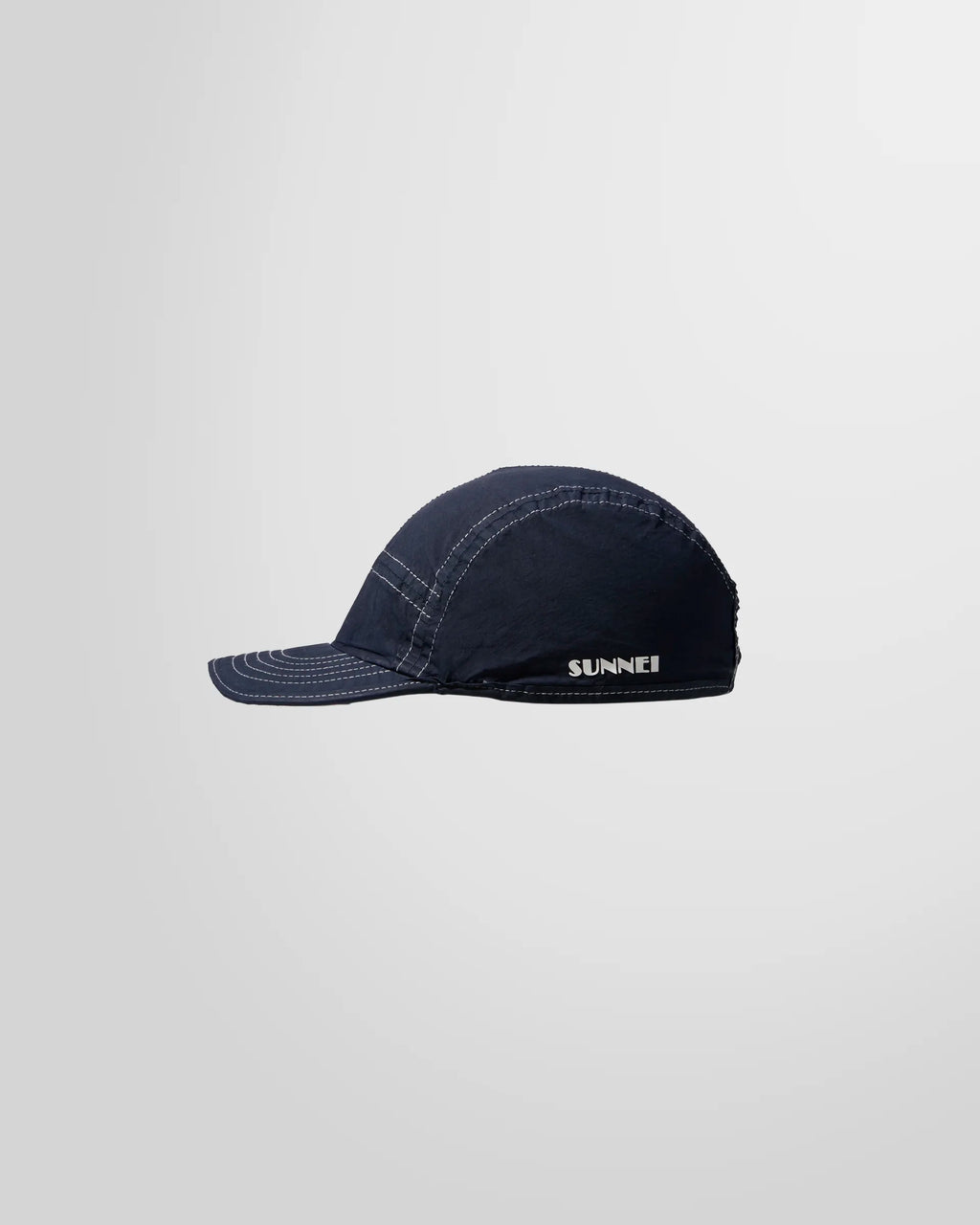 Side view of the Dark Blue 5 Panels Cap by Sunnei