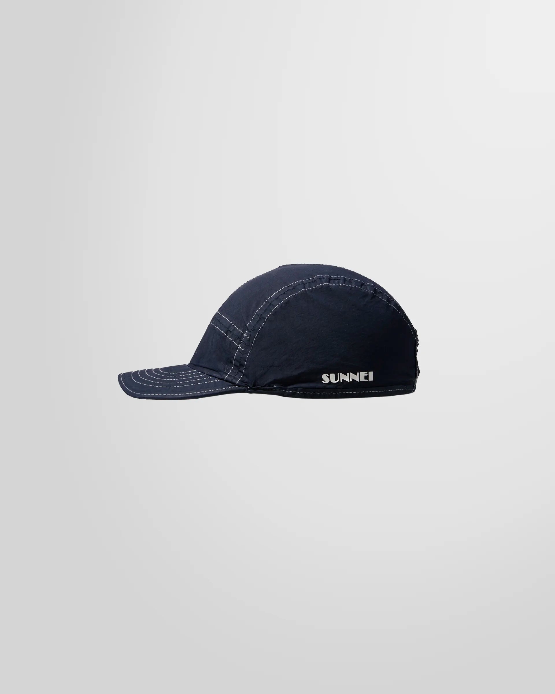 Side view of the Dark Blue 5 Panels Cap by Sunnei
