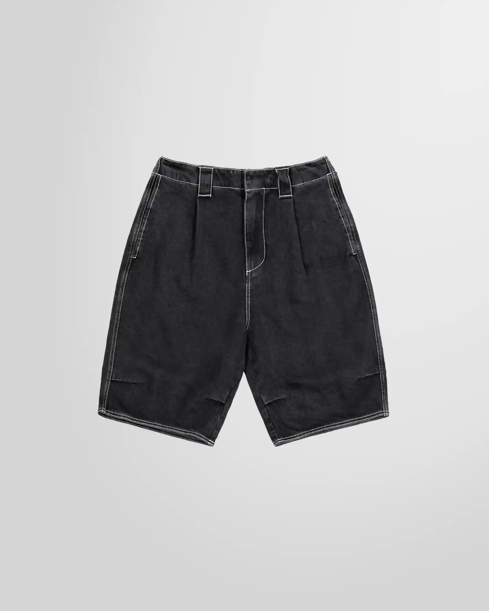 Front view of the Denim Short Pants by Sunnei in black washed.