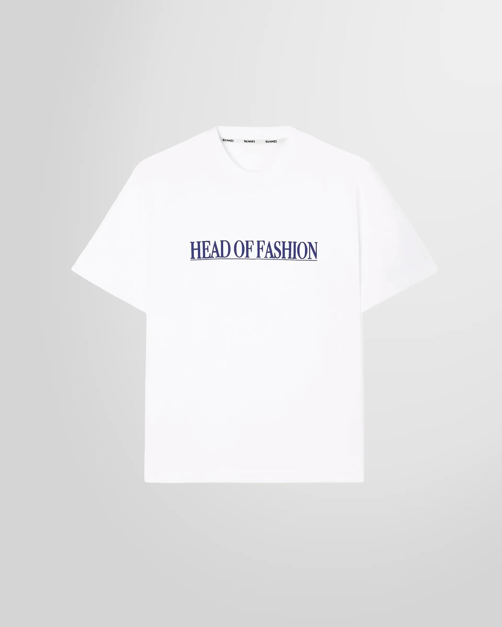 Front view of the Head Of Fashion printed t-shirt from Sunnei.