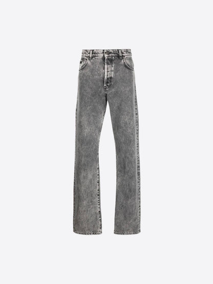Straight-Leg Marble-Wash Jeans